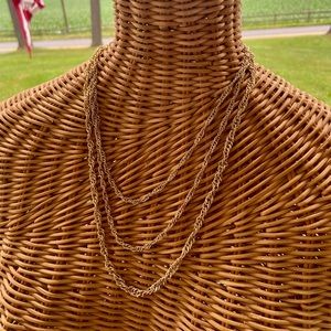 Vintage Gold Chain Necklace 3-Tiers 20”